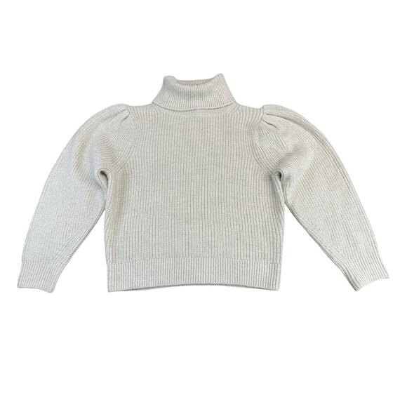 J.Crew Puff Sleeve Turtleneck Sweater XS Ivory Wool Alpaca Blend Long Sleeve - Picture 2 of 10